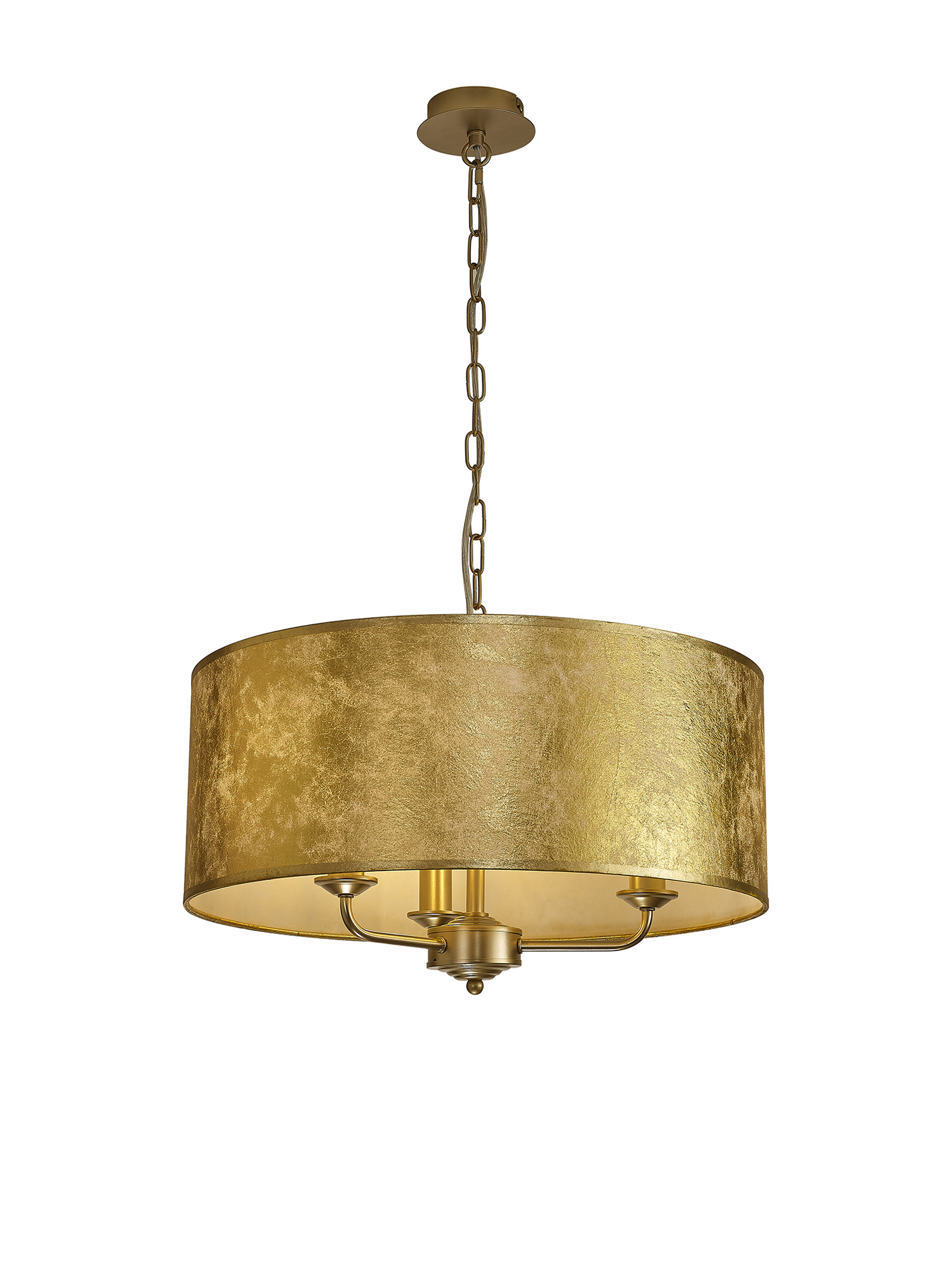 DK0975  Banyan 50cm 3 Light Pendant Champagne Gold, Gold Leaf